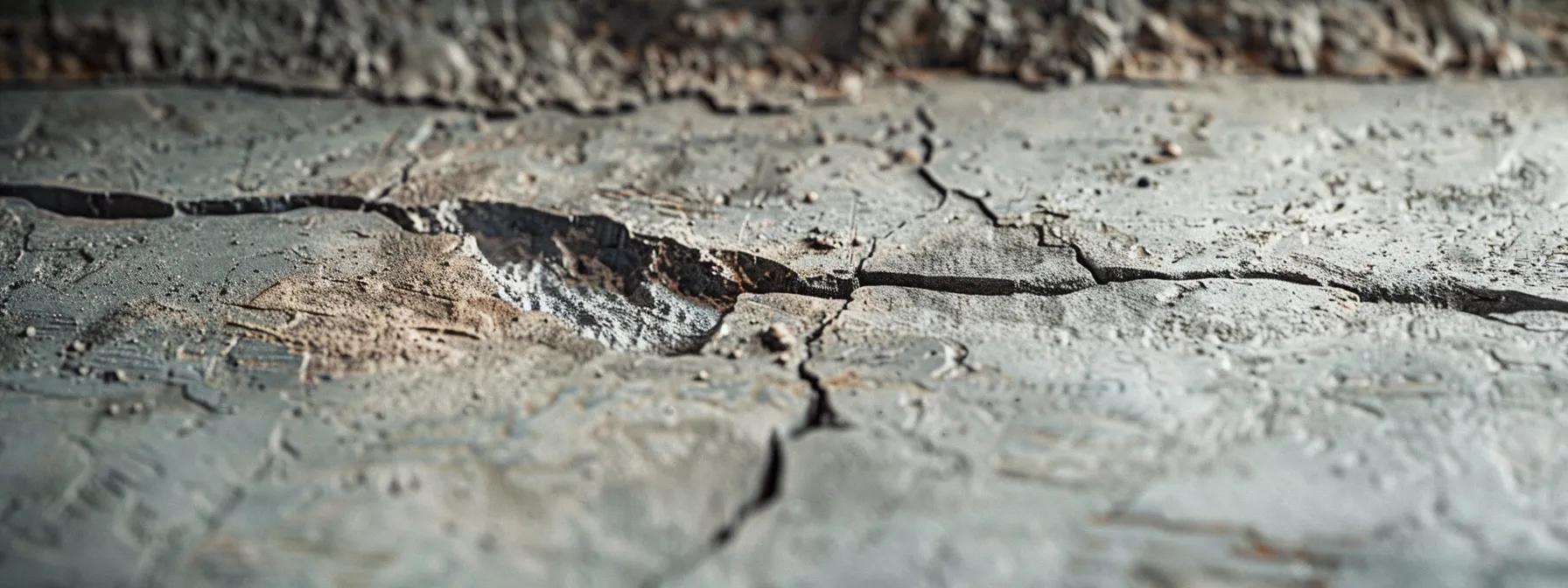 a close-up view of a professional contractor applying epoxy injection on a cracked foundation wall inside a modern workspace, showcasing the use of advanced reinforcement techniques with clear focus on the tools and materials used for structural repair.