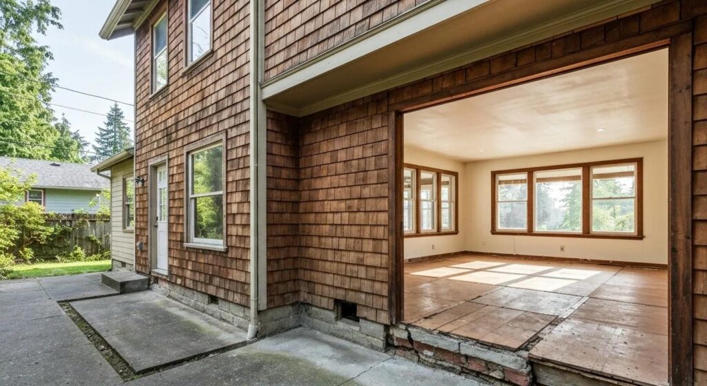 Portland home with visible foundation cracks and uneven floors